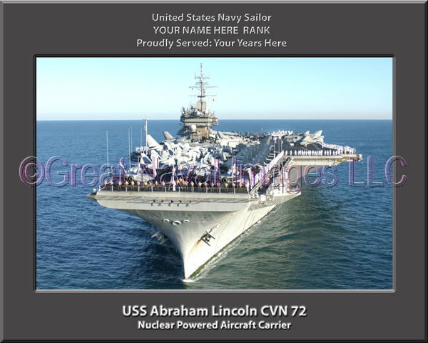 USS Abraham Lincoln CVN 72Personalized Photo on Canvas