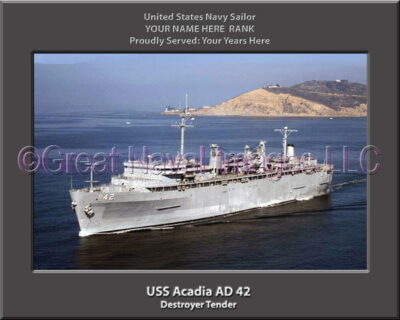 USS Acadia AD 42 Personalized ship Photo