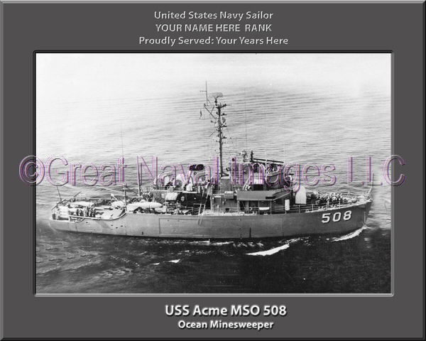USS Acme MSO 508 Personalized Photo om Canvas