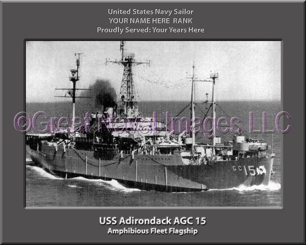 USS Adirondack AGC 15 Personalized Navy Ship Photo