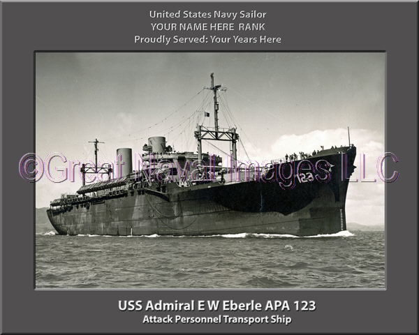 USS Admiral EW Eberle APA 12 Personalized Ship Photo on Canvas3