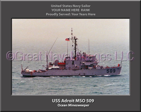 USS Adroit MSO 509 Personalized and Printed on Canvas