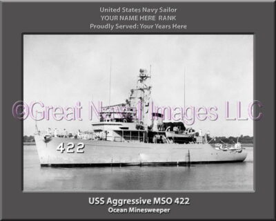 USS Aggressive MSO 422 Personalized and Printed on Canvas
