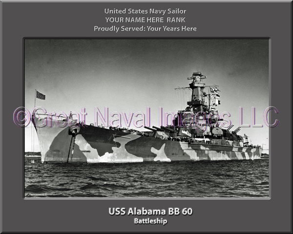 USS Alabama BB 60 Personalized Photo on Canvas