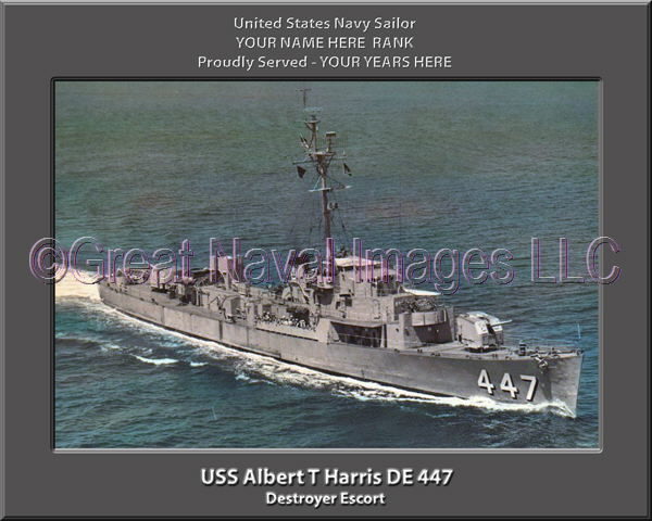 USS Albert T Harris DE 447 Personalized Photo on Canvas