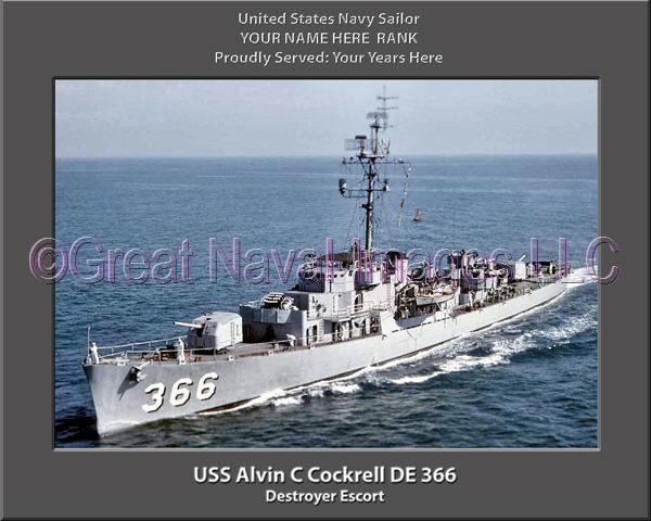 USS Alvin C Cockrell DE 366 Personalized Photo on Canvas