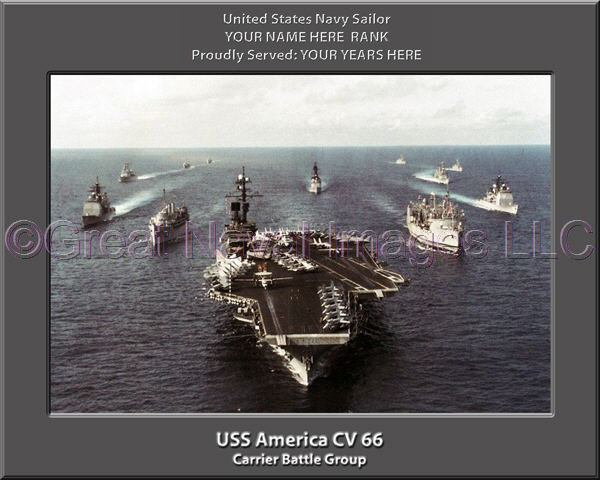 USS America CV 66 Carrier Battle Group Personalized Photo on Canvas