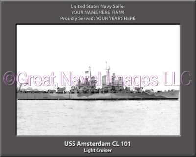 USS Amsterdam CL 101 Personalized Navy Ship Photo Printed on Canvas