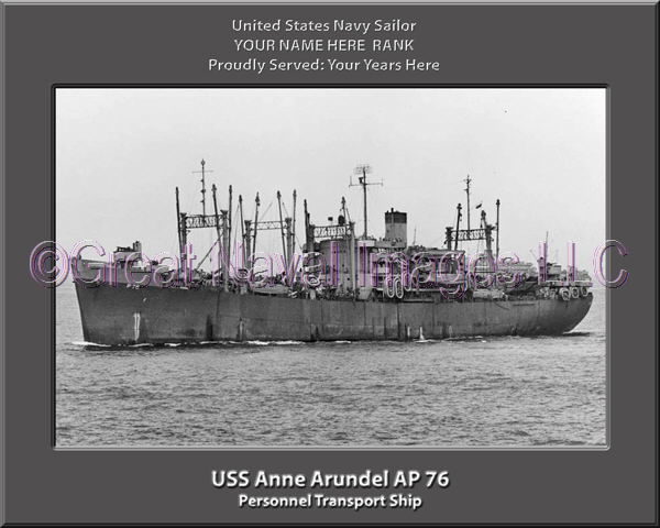 USS Anne Arundel AP 76 Personalized Ship Photo on Canvas