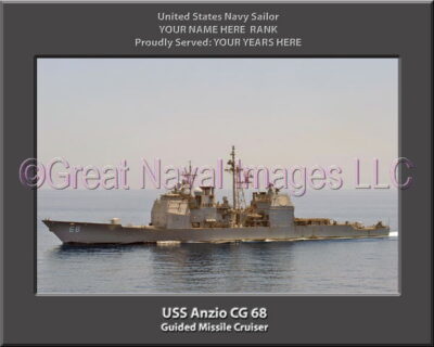 USS Anzio CG 68 Personalized Navy Ship Photo Printed on Canvas