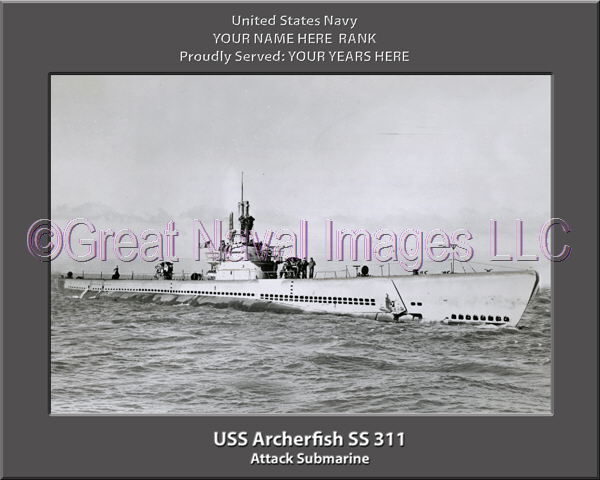 USS Archerfish SS 311 Personalized Photo on Canvas
