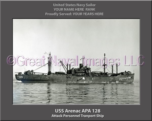USS Arenac APA 128 Personalized Ship Photo on Canvas