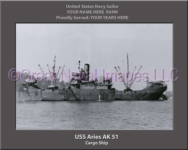 USS Aries AK 51 Personalized ship Photo