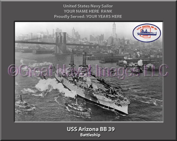 USS Arizona BB 39 Personalized Photo on Canvas