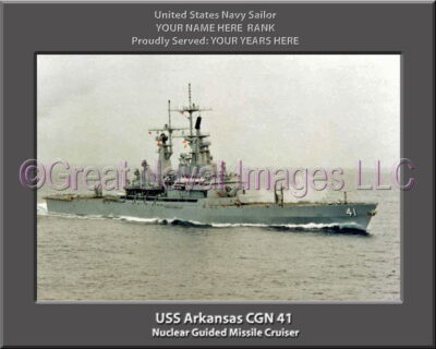 USS Arkansas CGN 41 Personalized Navy Ship Photo Printed on Canvas