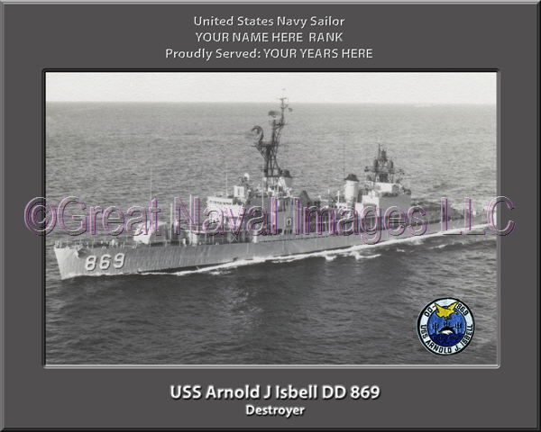 USS Arnold J Isbell DD 869 Personalized Photo on Canvas