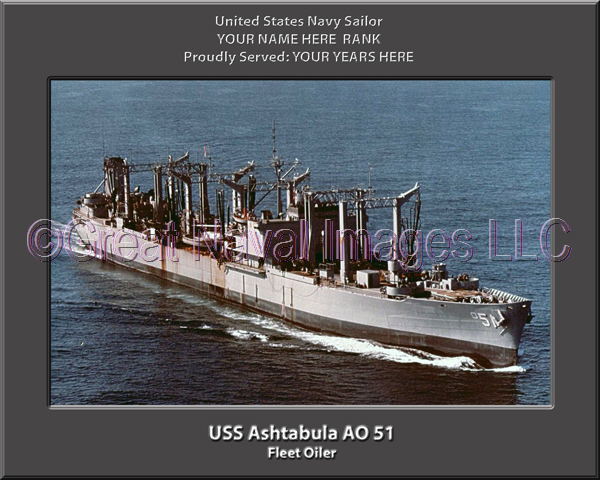US Naval Ship USS ASHTABULA AO 51 USN Navy Photo Print 