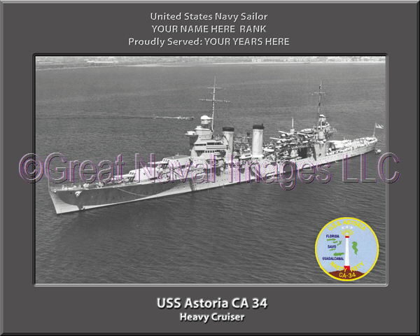USS Astoria CA 34 Personalized Navy Ship Photo Printed on Canvas