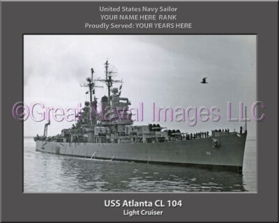 USS Atlanta CL 104 Personalized Navy Ship Photo Printed on Canvas