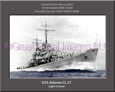USS Atlanta CL 51 Personalized Navy Ship Photo Printed on Canvas