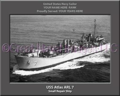 USS Atlas ARL 7 Personalized Navy Ship Photo
