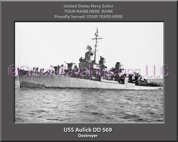 uss Aulick DD 569 Personalized Photo on Canvas