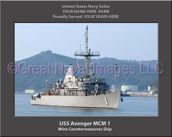 USS Avenger MCM 1 Personalized and Printed on Canvas