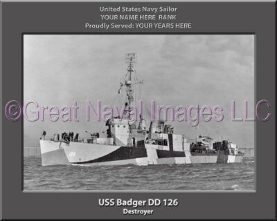 USS Badger DD 126 Personalized Navy Ship Print