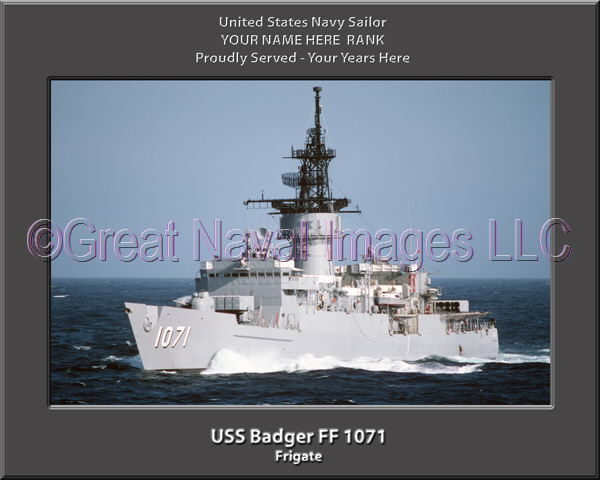 USS Badger FF 1071 Personalized Ship Photo on Canvas