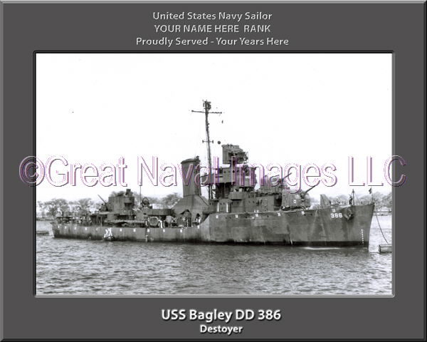 USS Bagley DD 386 Personalized ship Photo