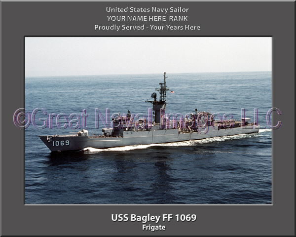 USS Bagley FF 1069 Personalized Ship Photo on Canvas