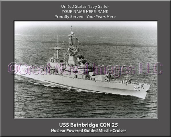 USS Bainbridge CGN 25 Personalized Navy Ship Photo Printed on Canvas