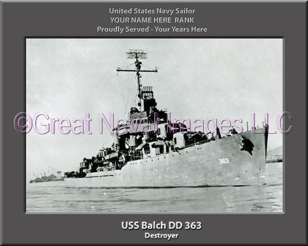 USS Balch DD 363 Personalized ship Photo