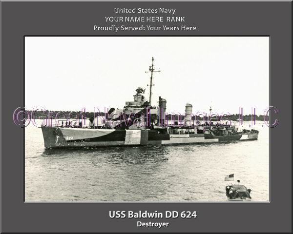 USS Baldwin DD 624 Personalized ship Photo