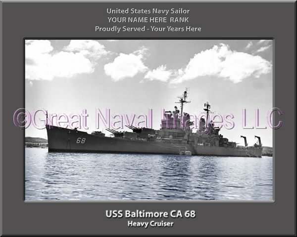 USS Baltimore CA 68 Personalized Navy Ship Photo Printed on Canvas