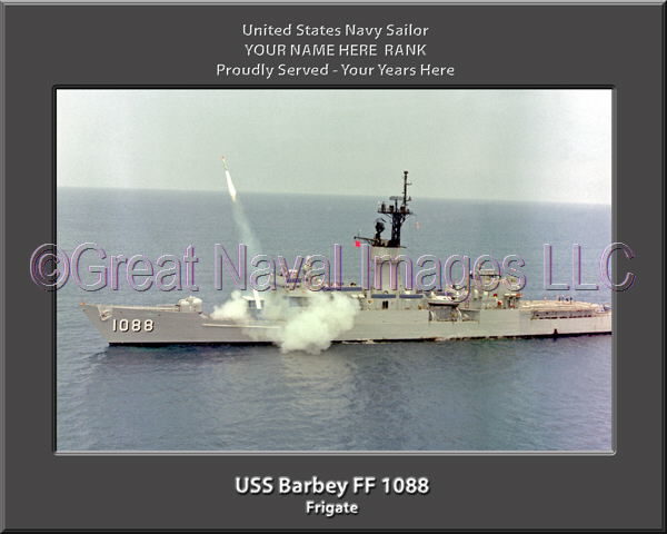 USS Barbey FF 1088 Personalized Ship Photo on Canvas