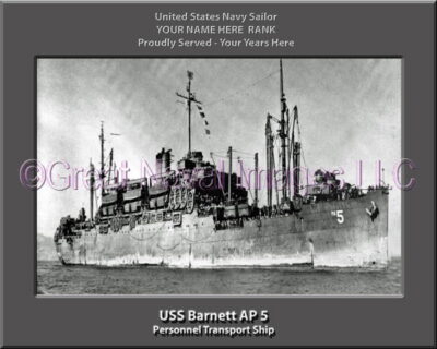 USS Barnett AP 5 Personalized Ship Photo on Canvas