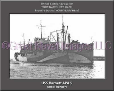 USS Barnett APA 5 Personalized Ship Photo on Canvas