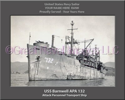 USS Barnwell APA 132 Personalized Ship Photo on Canvas