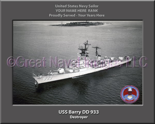 USS Barry DD 933 Personalized ship Photo