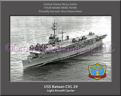 USS Bataan CVL 29 Personalized Photo on Canvas