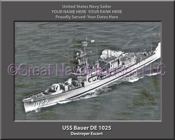 USS Bauer DE 1025 Personalized ship Photo