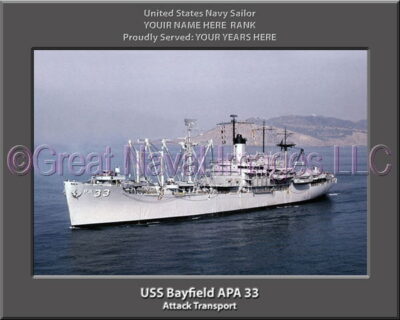USS Bayfield APA 33 Personalized Ship Photo on Canvas