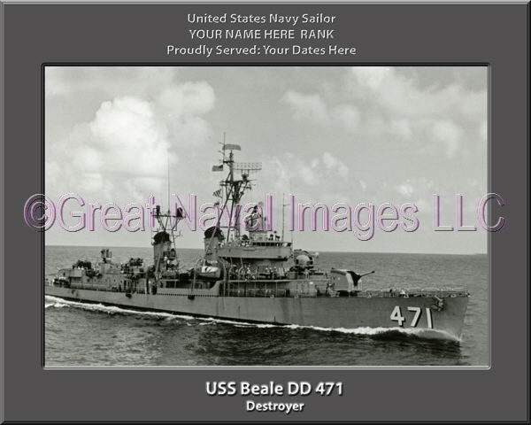 USS Beale DD 471 Personalized ship Photo