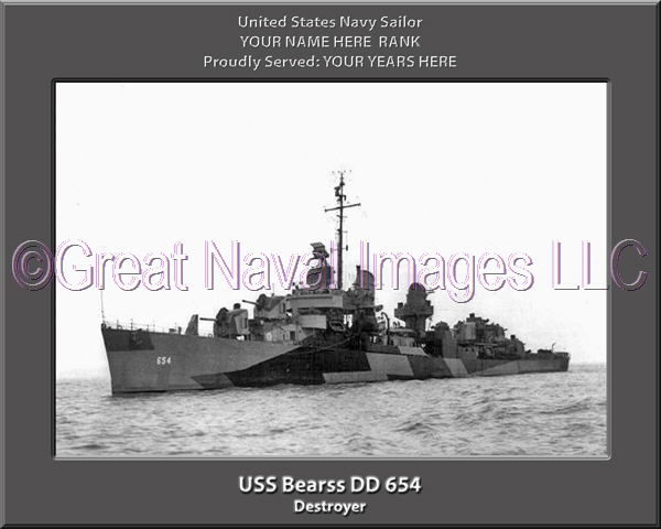 USS Bearss DD 654 Personalized ship Photo