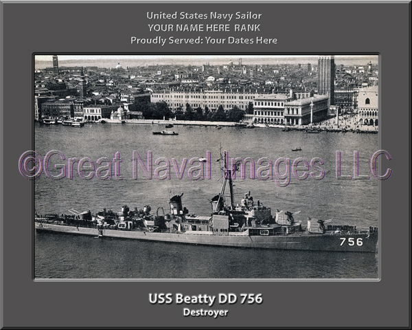 USS Beatty DD 756 Personalized ship Photo