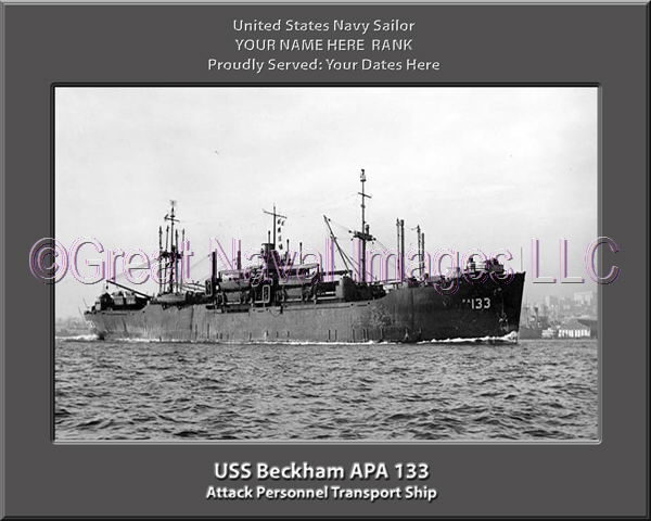 USS Beckham APA 133 Personalized Ship Photo on Canvas