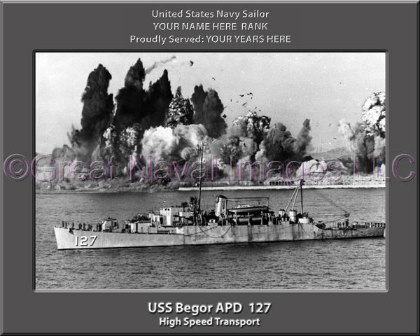 USS Begor APD 127 Personalized ship Photo