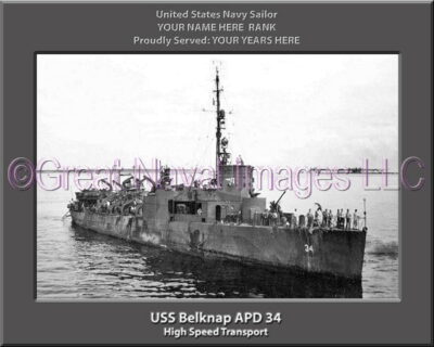 USS Belknap APD 34 personalized Navy Ship Photo