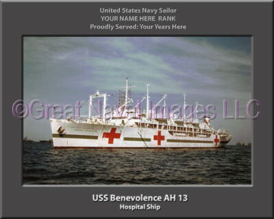 USS Benevolence AH 13 Personalized ship Photo